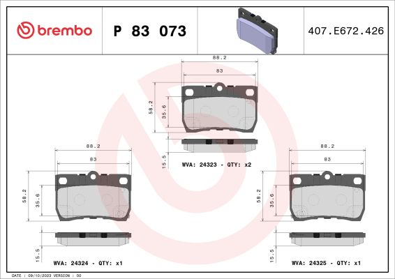 A.B.S. P 83 073 BREMBO Bremsbelagsatz, Scheibenbremse